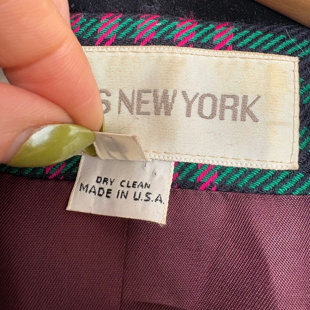 Jones New York Vintage Plaid Blazer Velvet Shawl Collar Size 10 - Picture 10 of 11